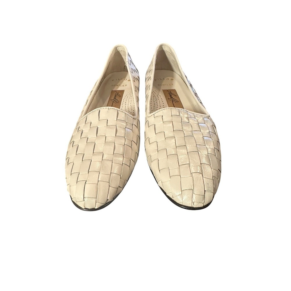 Amalfi Woven Leather Flats in Cream - Picture 2 of 7